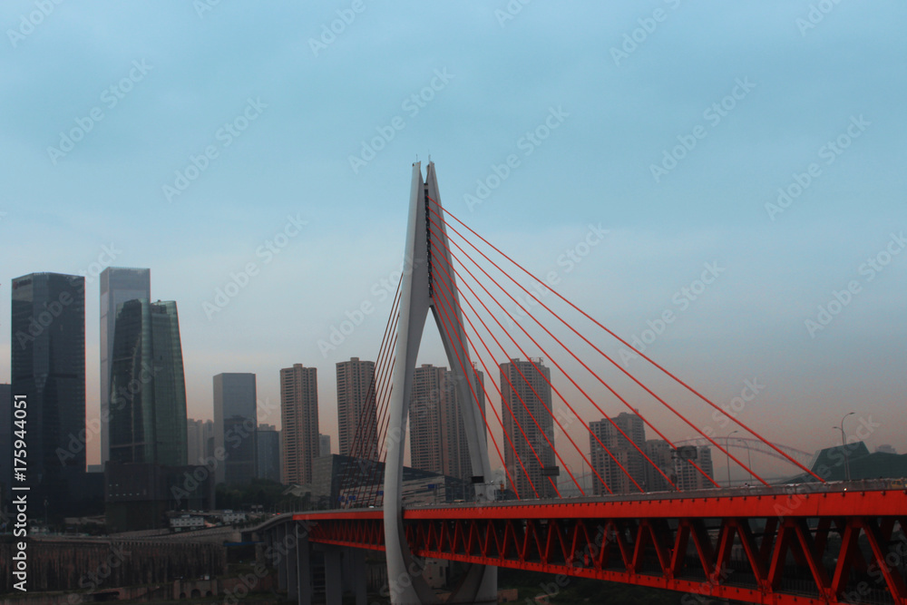 Bridge and tall buildings of China