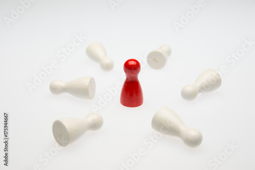 White and red ludo dice on white background