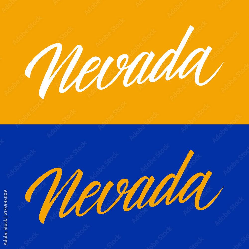 Handwritten U.S. state name Nevada. Calligraphic element for your design. Vector illustration.