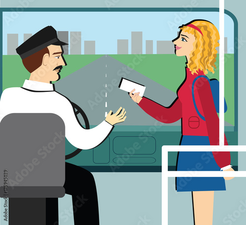 Student holding empty discounts card in the bus. travel pass