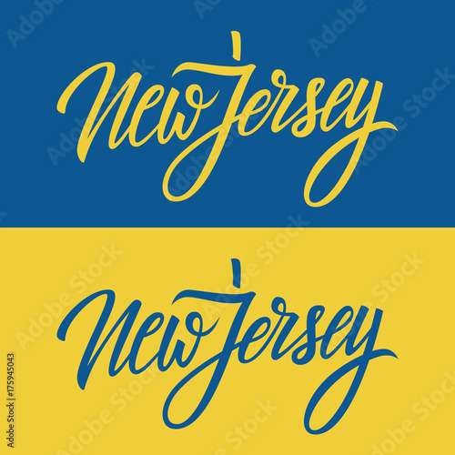 Handwritten U.S. state name New Jersey. Calligraphic element for your design. Vector illustration.