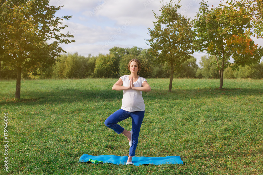 sunny summer concept happy pregnant woman doing sport in park healthy food lifestyle and relax sunny summer concept happy pregnant woman doing sport in park healthy food lifestyle and relax