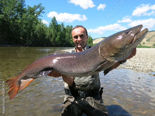 Fishing on river in Mongolia