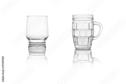 Set of two glasses on a white background