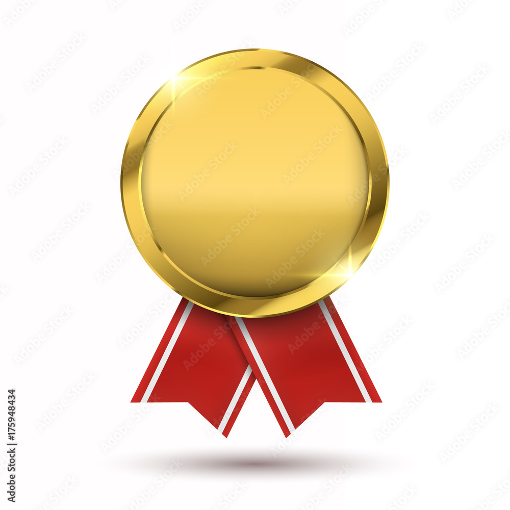 Winner concept. Blank golden medal isolated on white. Vector illustration Winner concept. Blank golden medal isolated on white. Vector illustration
