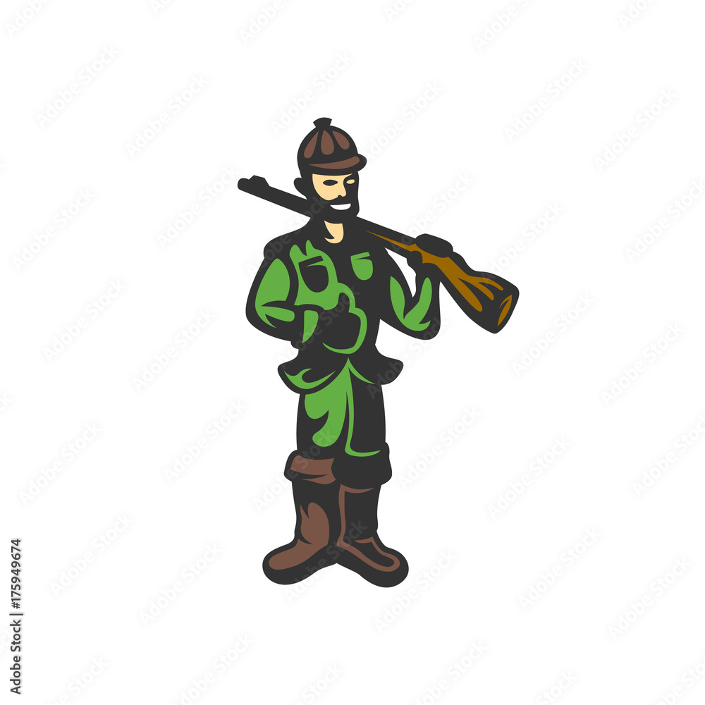 Hunter with a gun vector illustration