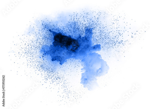 Blue explosion isolated on white background