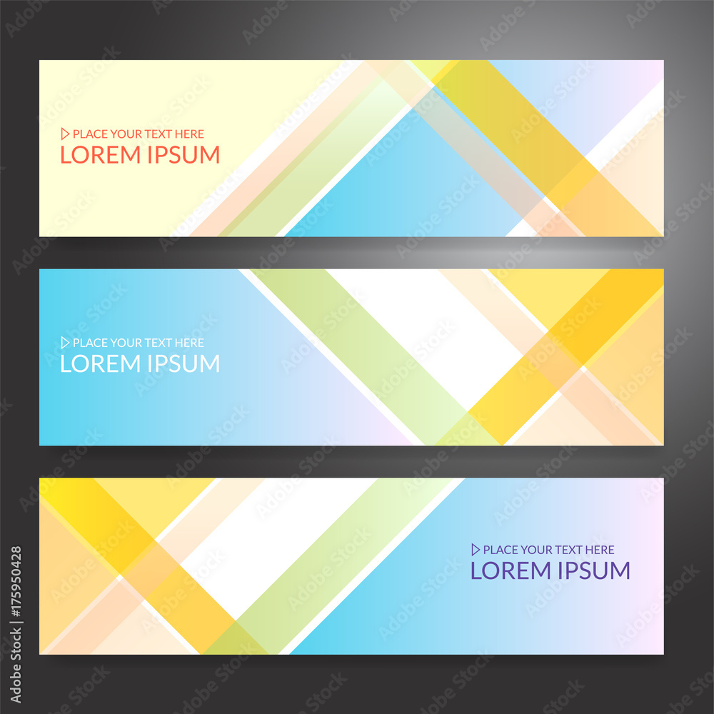 Fototapeta premium Set of horizon abstract colorful banner background with copy space