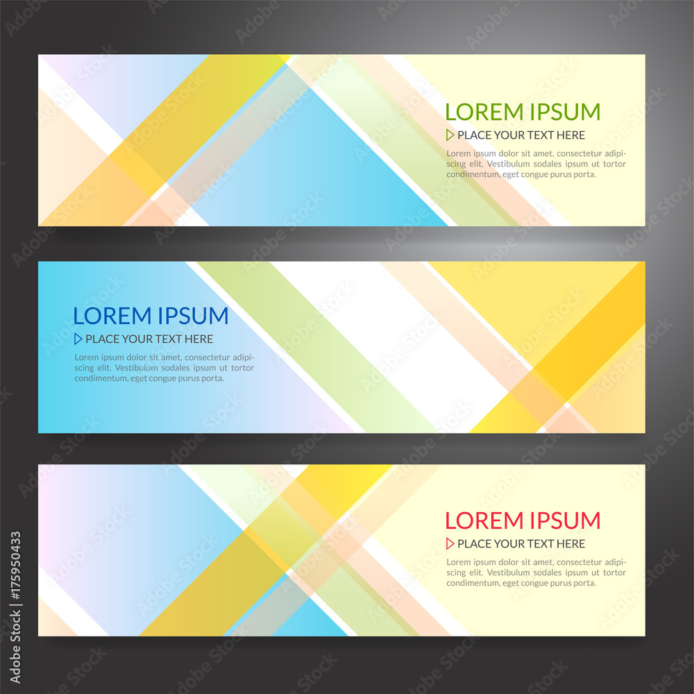 Fototapeta premium Set of horizon abstract colorful banner background with copy space