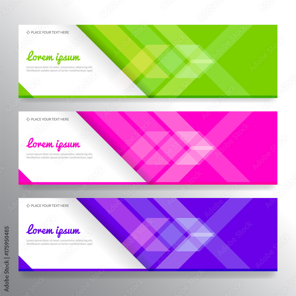 Set of horizon abstract colorful display banner background with copy space