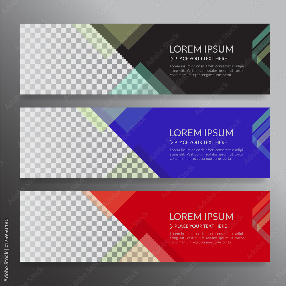 Fototapeta premium Set of horizon abstract colorful display banner background with copy space