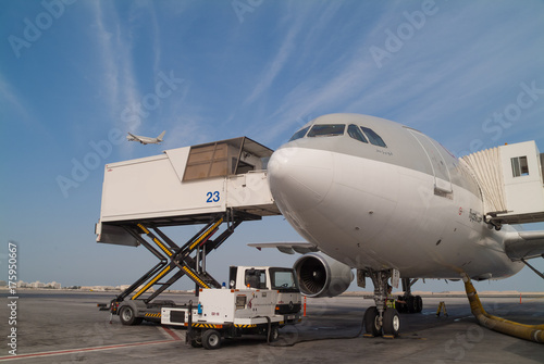 Aircraft loading cargo