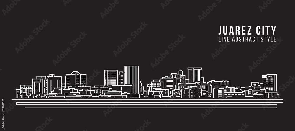 Cityscape Building Line art Vector Illustration design - juarez city