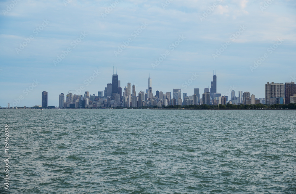 Chicago skyline with lake superior in front , USA