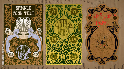 vector vintage items: label Art Nouveau
