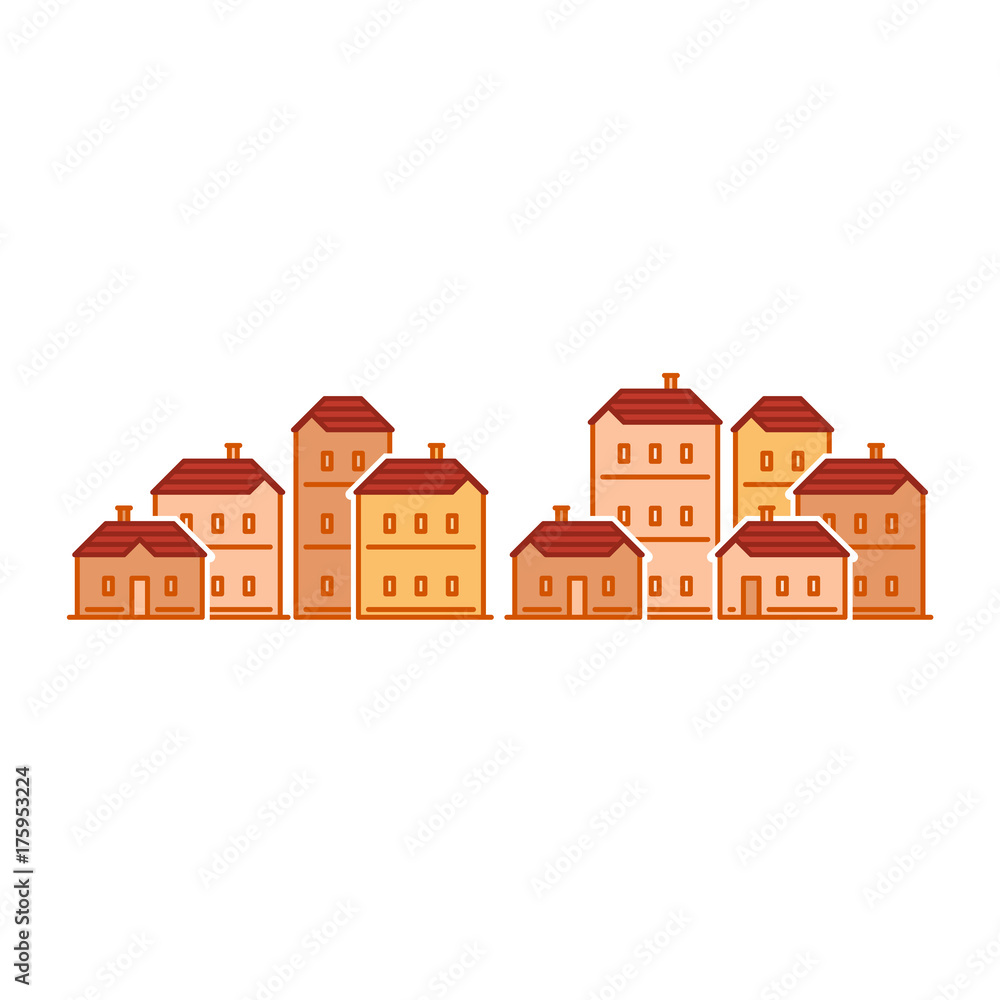 Real estate, residential district, apartment building, neighborhood concept, group of houses vector flat illustration