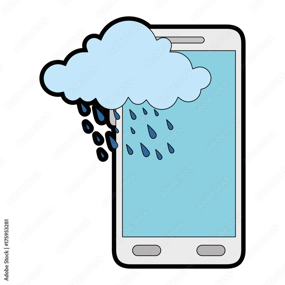 smartphone with storm cloud weather application smartphone with storm cloud weather application