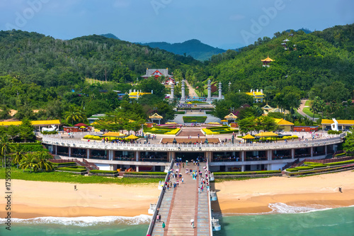 Nanshan Buddhist Cultural Park  Sanya  Hainan Island  China.  The bridge leads to a Buddha statue.