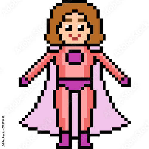 vector pixel art heroine