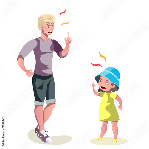 Father character scolding his daughter