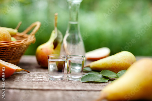Pear brandy with fresh pears