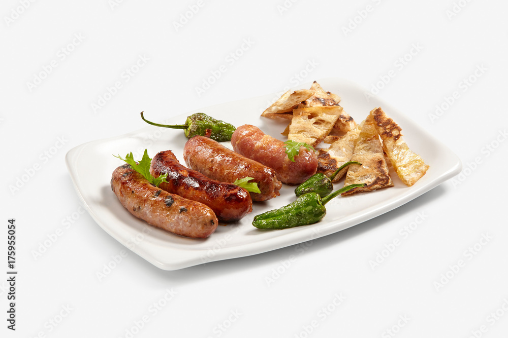 sausages with vegetables green peppers and mushrooms