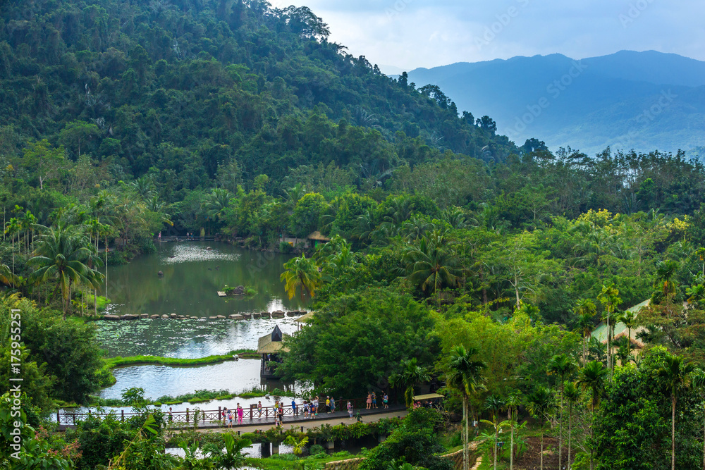 Lake in the rainforest. Yanoda Rain Forest. Hainan, China.