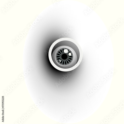 Illustration of an eye staring through a hole.