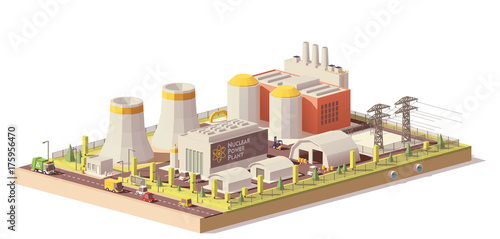 Vector low poly nuclear power plant