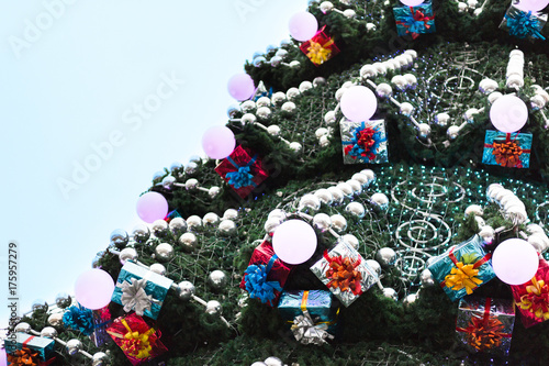 Decorated christmas tree outdoors