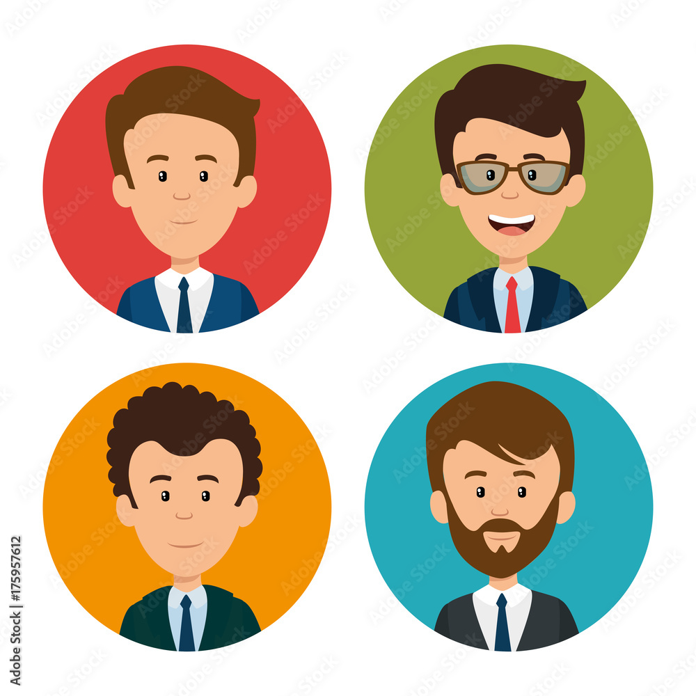 set of profesional business people faces set of profesional business people faces