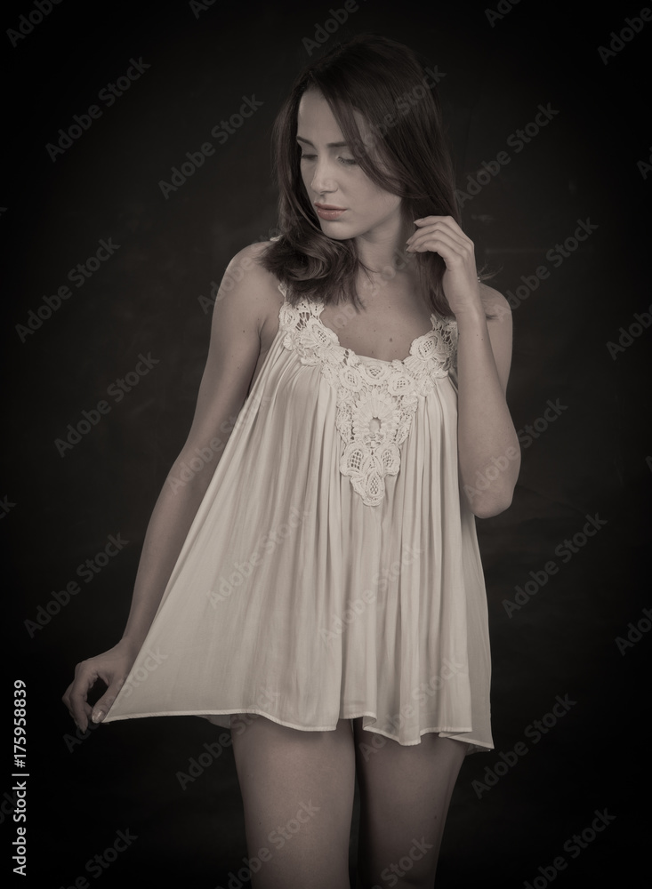 cute girl in nightgown