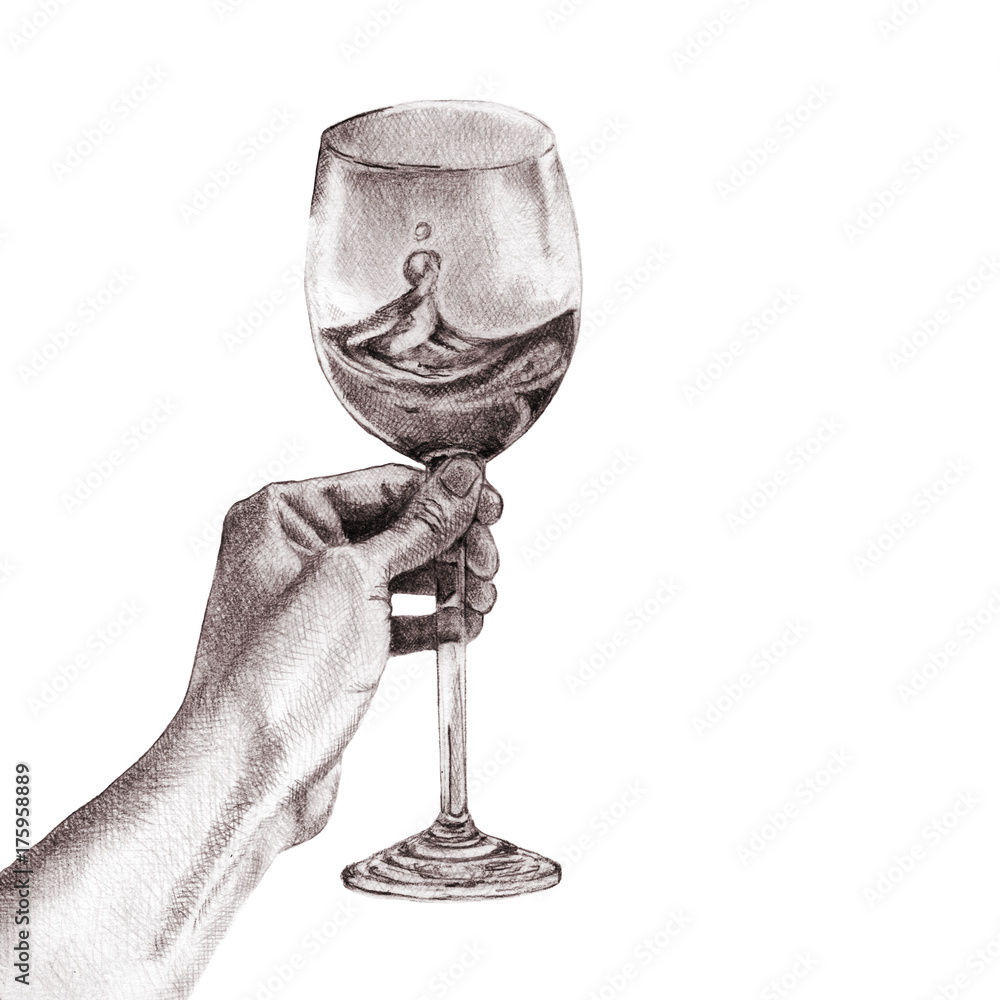 Wine Glass Glicée Print of Graphite Pencil Drawing - Etsy
