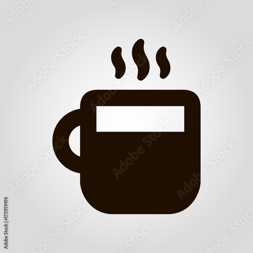 Coffee mug or cup with beans isolated flat vector icon