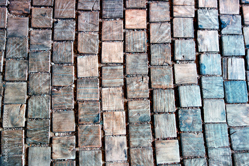Paving wooden cubes