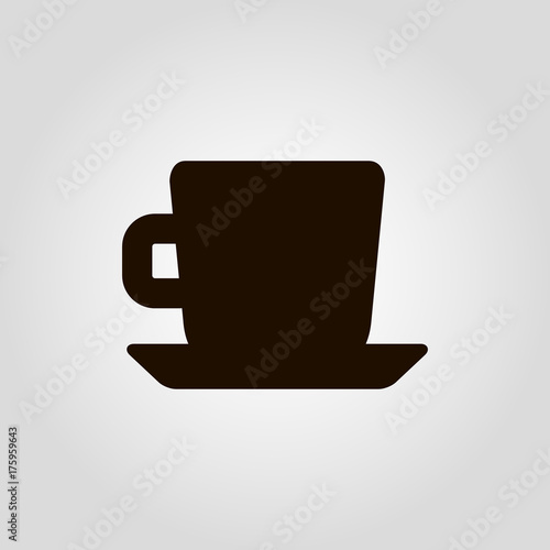 Coffee mug or cup with beans isolated flat vector icon