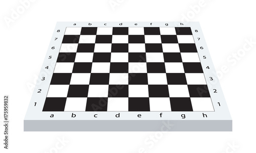 Empty chess board, perspective view