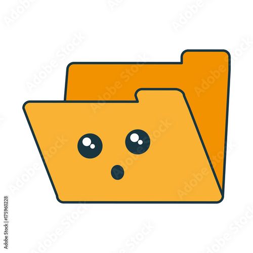 kawaii document folder icon over white background vector illustration