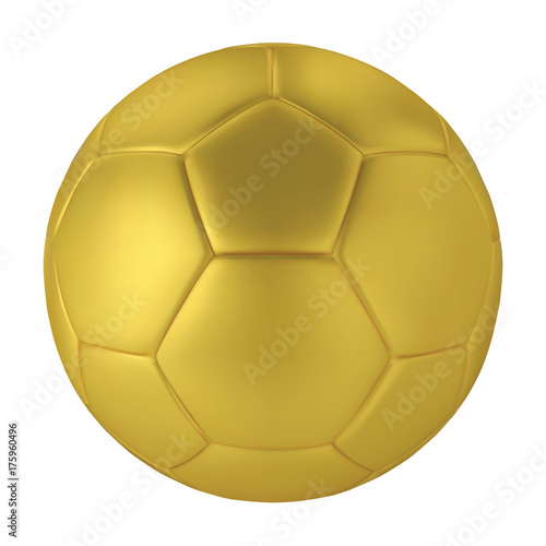 Gold soccer ball on white background. Golden football ball.