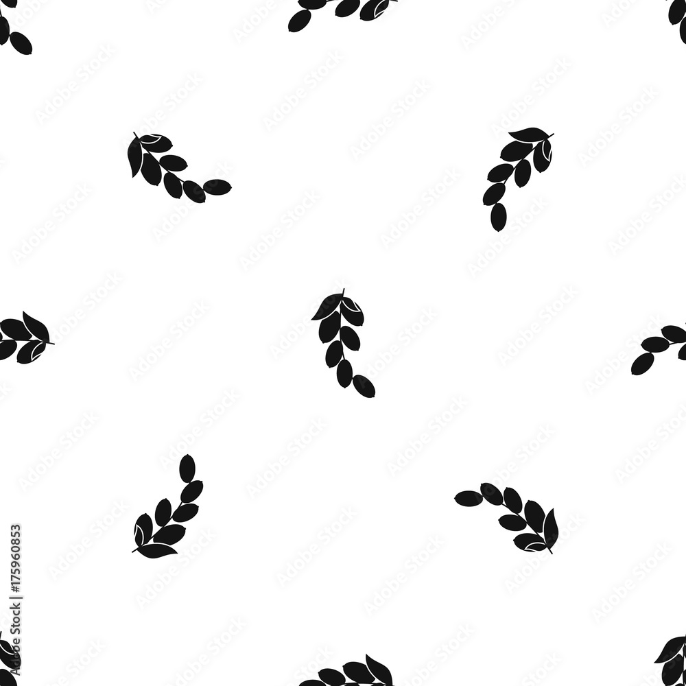 Branch of cornel or dogwood berries pattern seamless black Branch of cornel or dogwood berries pattern seamless black