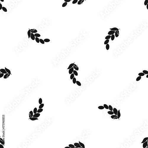 Branch of cornel or dogwood berries pattern seamless black