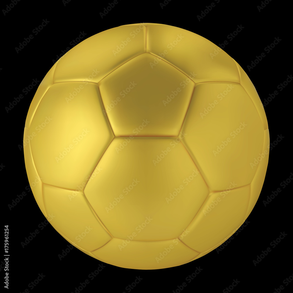 Gold soccer ball on black background. Golden football ball Gold soccer ball on black background. Golden football ball