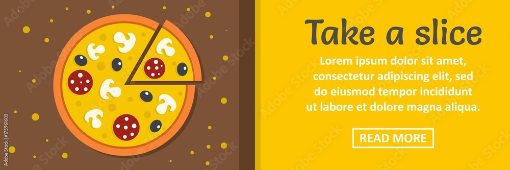Take a pizza slice banner horizontal concept Take a pizza slice banner horizontal concept