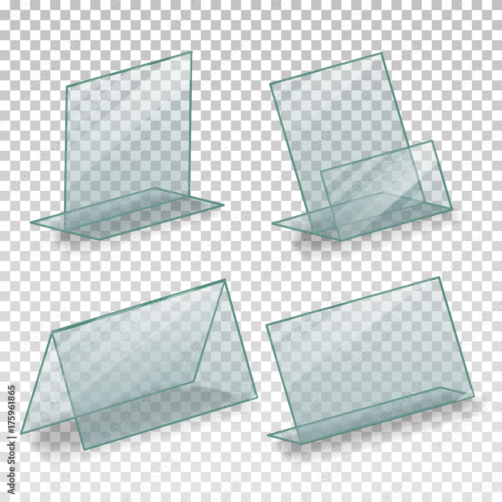 Table Blank Plastic Stand Holder Vector. Empty Business Information  Plexiglass Holder. For Menu Paper Calendar Card. Isolated Illustration  Stock Vector | Adobe Stock