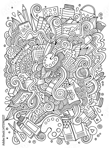 Cartoon cute doodles hand drawn Artistic illustration