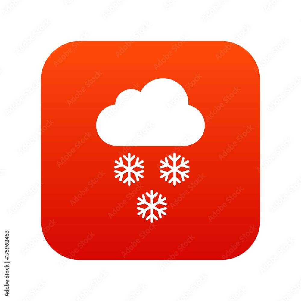 Cloud and snowflakes icon digital red Cloud and snowflakes icon digital red