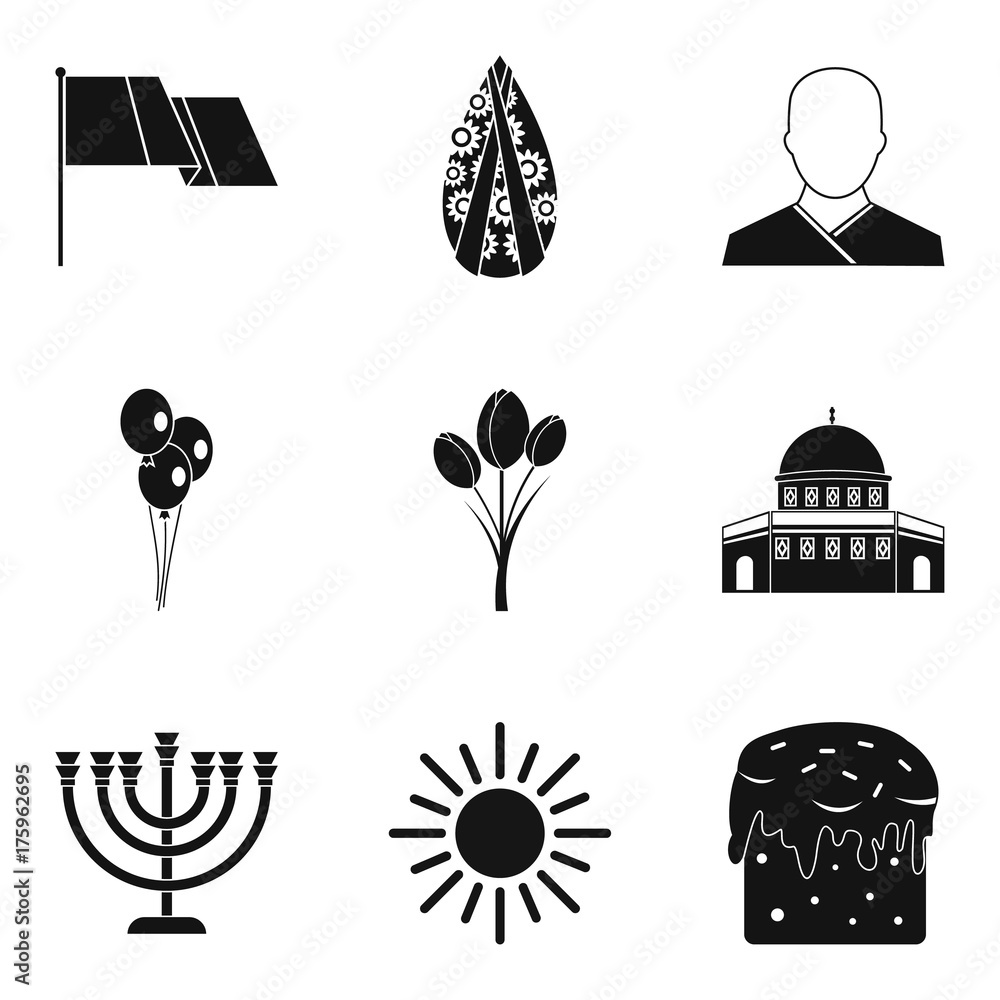 Faith icons set, simple style