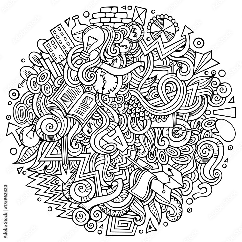 Fototapeta premium Cartoon cute doodles hand drawn Idea illustration