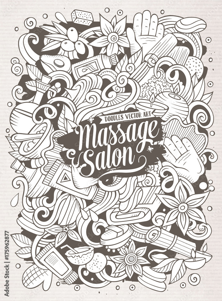 Cartoon cute doodles hand drawn Massage illustration