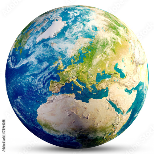 Fotografiet Planet Earth - Europe 3d rendering